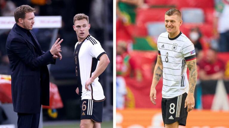 Deutschland-Trainer Julian Nagelsmann spricht über die Rückkehr von Toni Kroos und Joshua Kimmich als Rechtsverteidiger